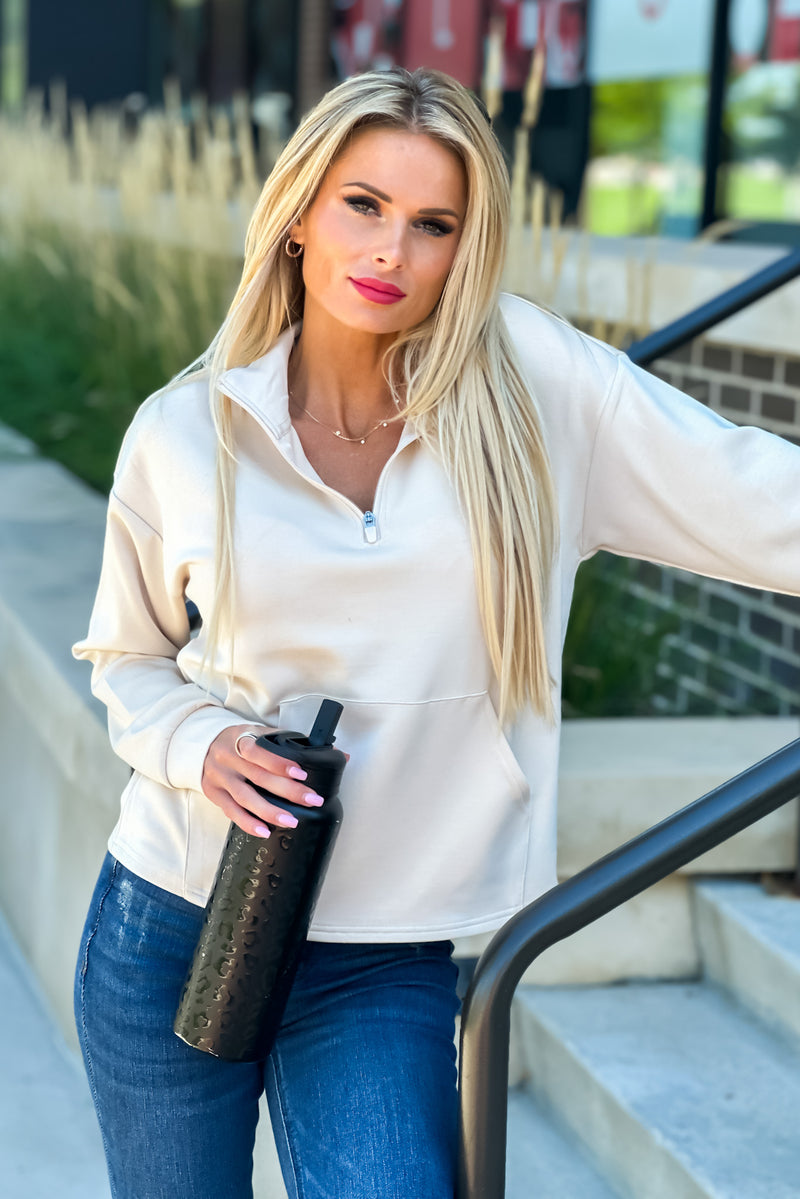 Keely Athleisure 1/4 Zip Pullover : Dove