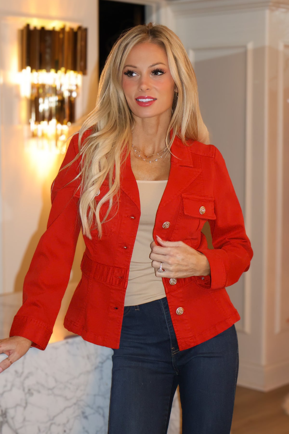 Liverpool Zuma Peplum Jacket : Red