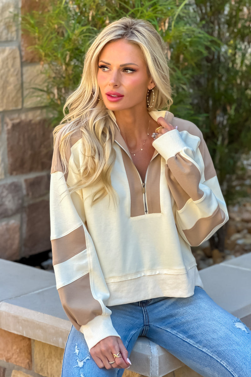 Ceede 1/2 Zip Pullover : Cream