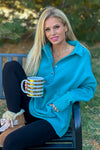 Willa Weekend Getaway Soft Long Pullover : Teal