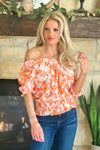 Charmane Double Gauze Printed Top : Orange