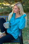 Willa Weekend Getaway Soft Long Pullover : Teal