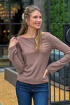 Aracella Fine Ribbed Top : Dark Lilac Mocha