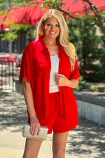 Demille Button Down Shirt : Red