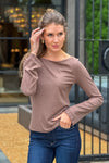 Aracella Fine Ribbed Top : Dark Lilac Mocha