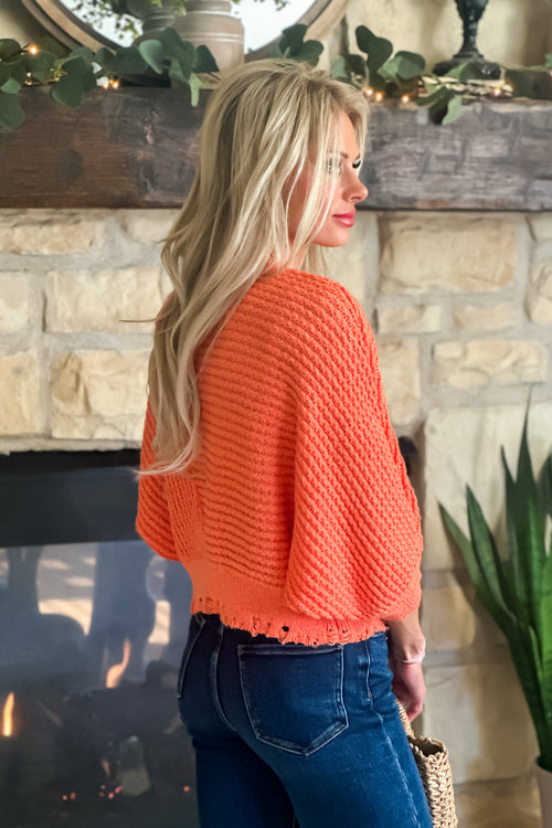 Brigitta Knitted Dolman Sleeve Top : Coral