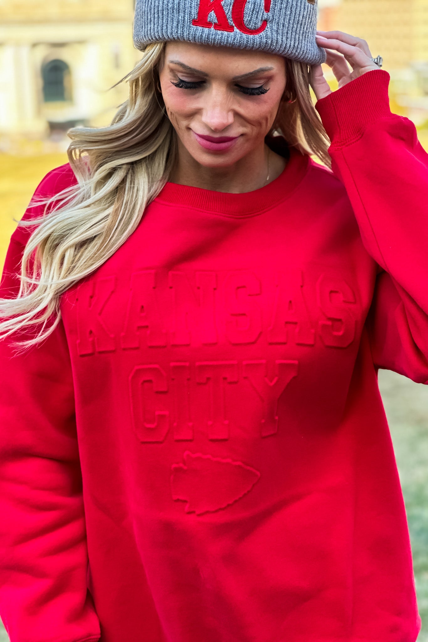 Kansas City Embossed Sweatshirt : Red – TeaElla