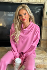 Jacqueline Cowl Neck w/ Jogger pants Set : Prism pink