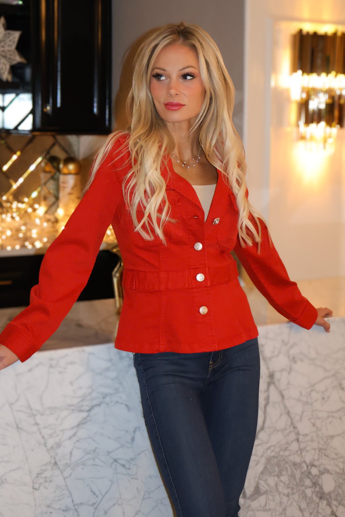 Liverpool Zuma Peplum Jacket : Red