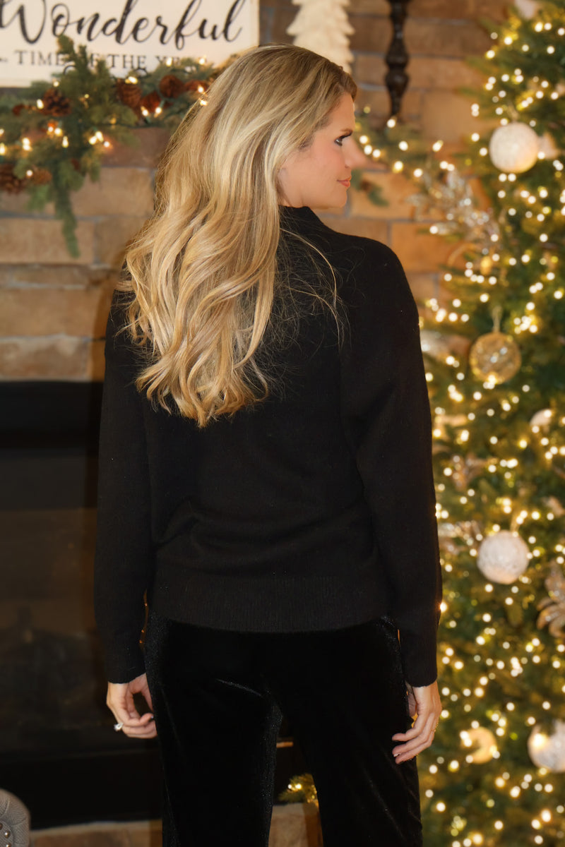 Ellery Leopard Sequan Bow Sweater : Black