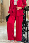 Eva Satin Pants : Red