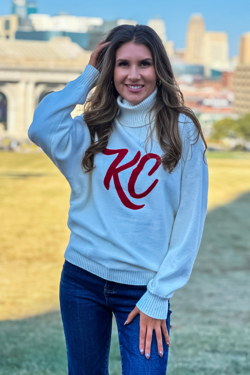 Tinley Puff Turtleneck KC Sweater : White