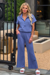 Vanna Half Zip Jacket and Cropped Pants Set : Light Denim