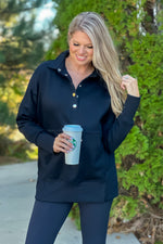 Willa Weekend Getaway Soft Long Pullover : Black