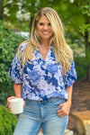 Ginny Floral print Top : Navy