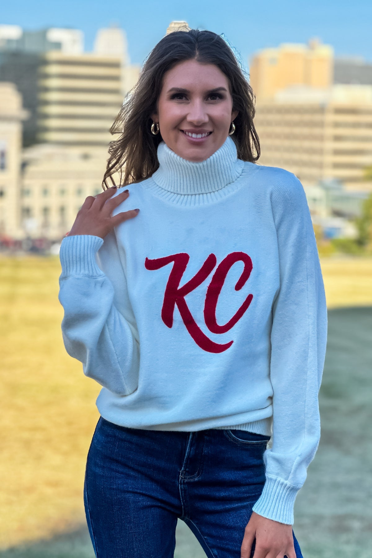 Tinley Puff Turtleneck KC Sweater : White