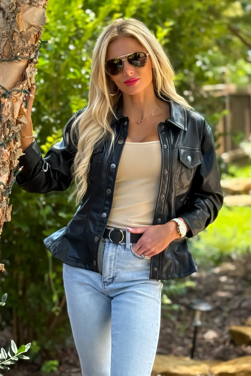 Phoebe Cinched 3/4 Sleeve Peplum Jacket : Black