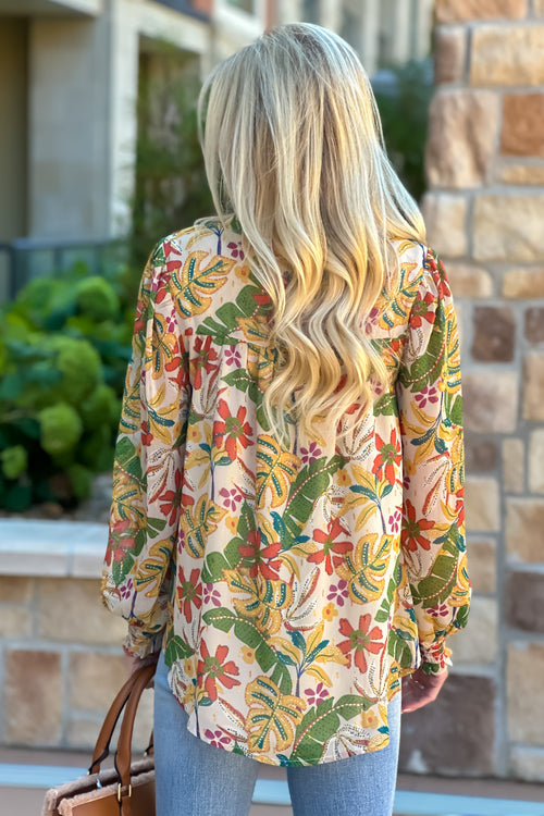 Peyton Paisley Print Blouse : Taupe