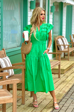 Fluer Crochet Detail Maxi Dress : Green