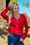 Delaney V neck Sweater : Red