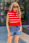 Laina V neck Knit Top : Tomato