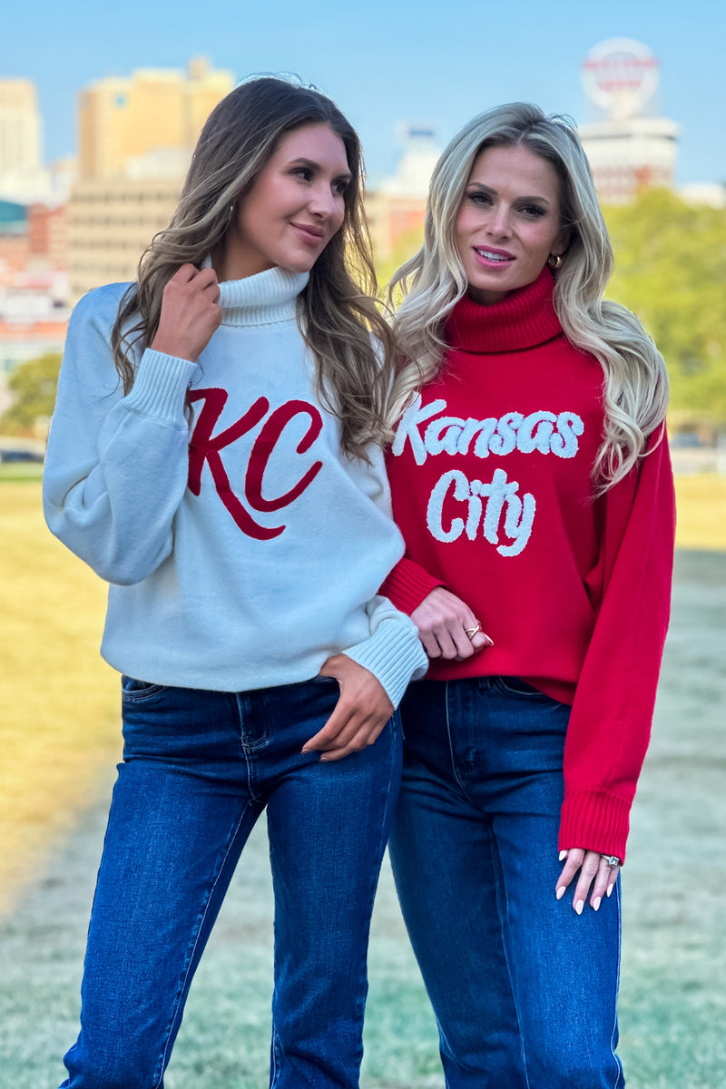 Tinley Puff Turtleneck Kansas City Sweater : Red