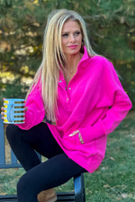 Willa Weekend Getaway Soft Long Pullover : Fuchsia