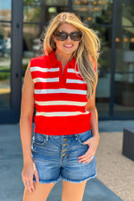 Laina V neck Knit Top : Tomato