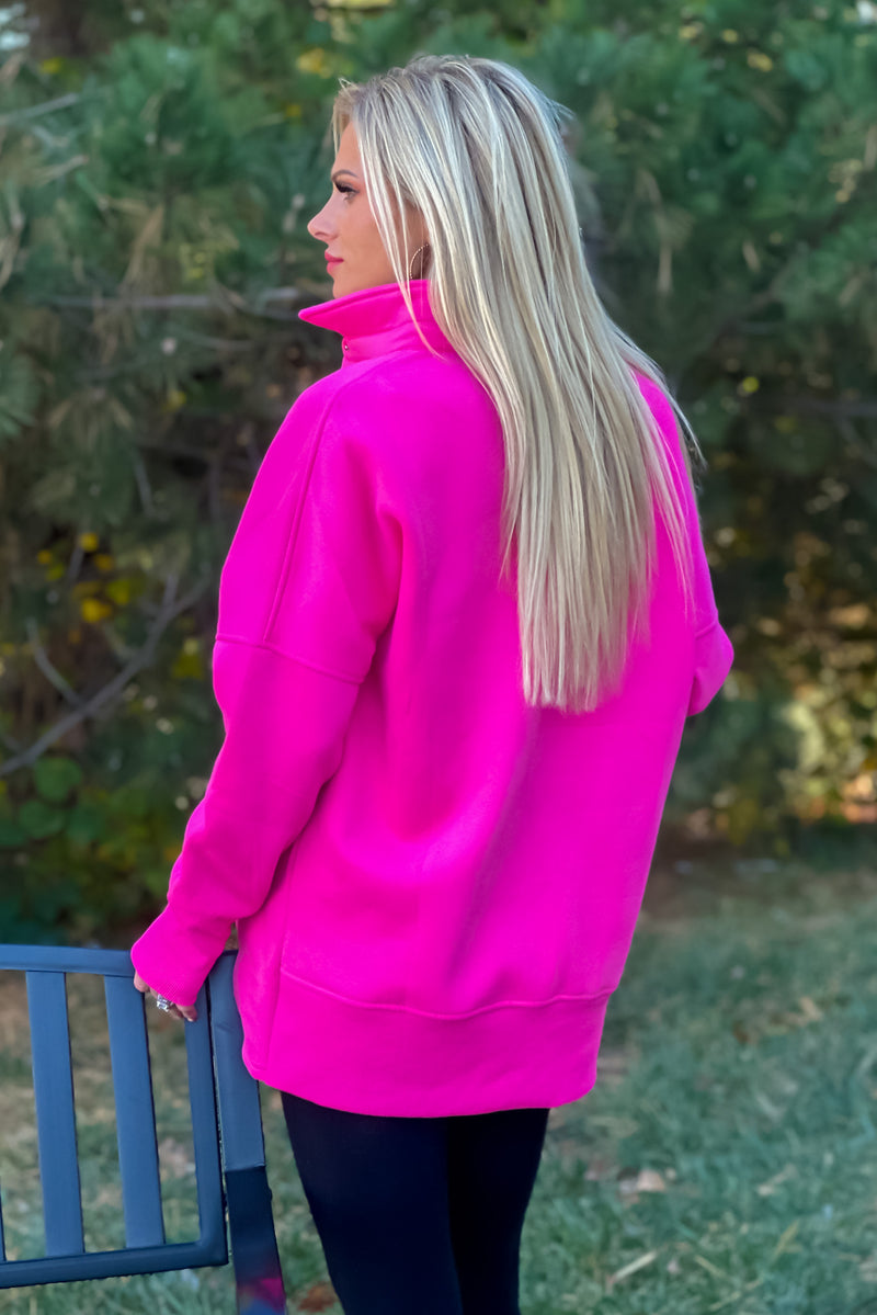 Willa Weekend Getaway Soft Long Pullover : Fuchsia