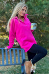 Willa Weekend Getaway Soft Long Pullover : Fuchsia