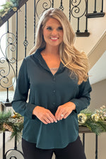 Smell the Pines Satin Blouse : Green