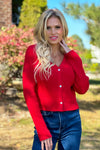 Delaney V neck Sweater : Red