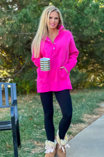 Willa Weekend Getaway Soft Long Pullover : Fuchsia