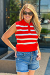 Laina V neck Knit Top : Tomato