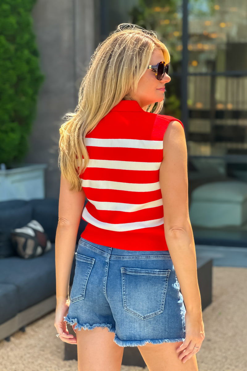 Laina V neck Knit Top : Tomato