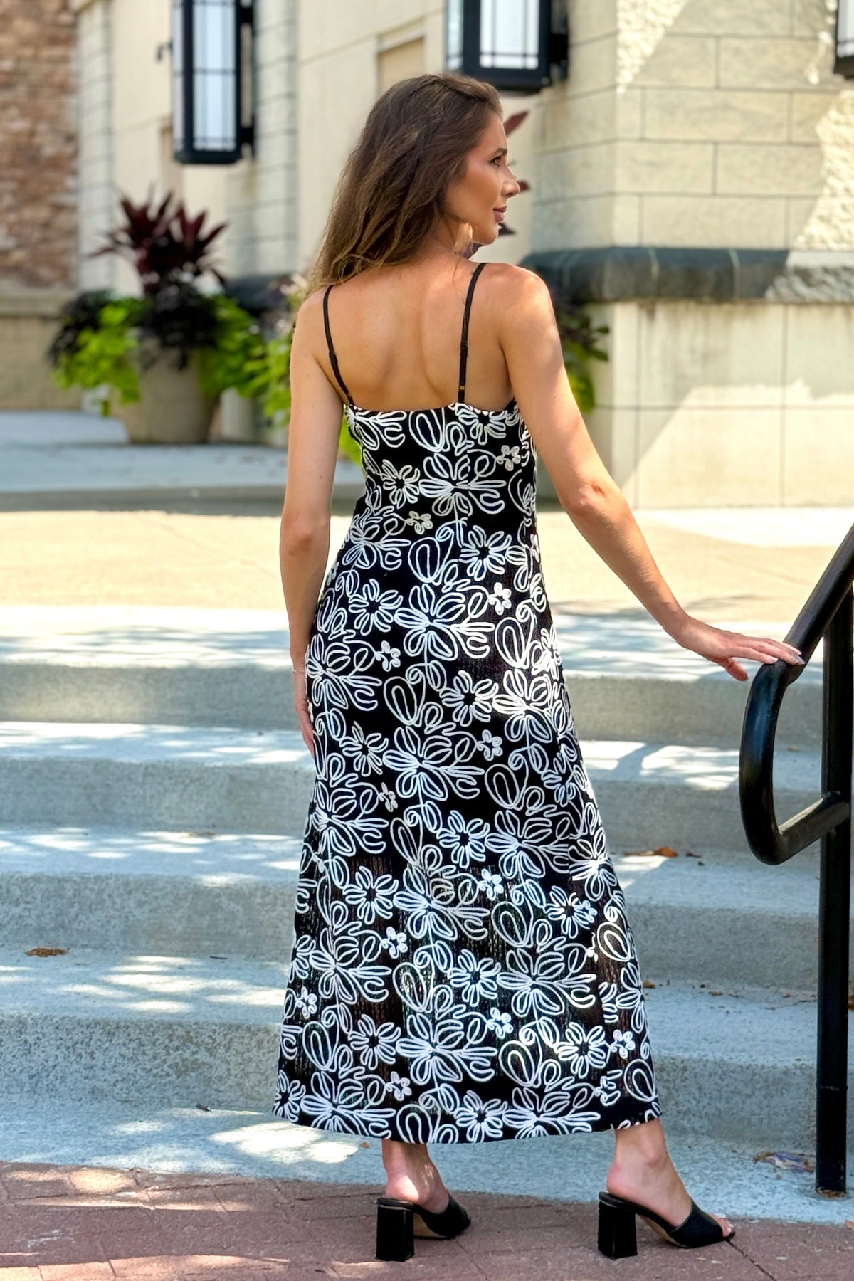 Endless Rose Circe Crochet Embroidered Maxi Dress : Black