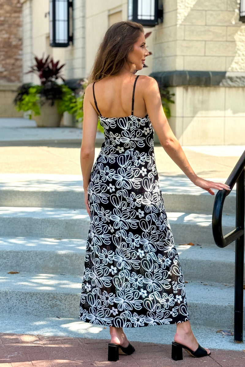 Endless Rose Circe Crochet Embroidered Maxi Dress : Black