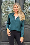 Smell the Pines Satin Blouse : Green