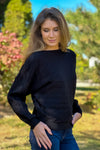 Leanna Textured Fine Gauge Sweater : Black