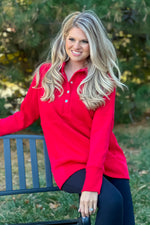 Willa Weekend Getaway Soft Long Pullover : Red