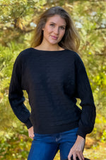 Leanna Textured Fine Gauge Sweater : Black