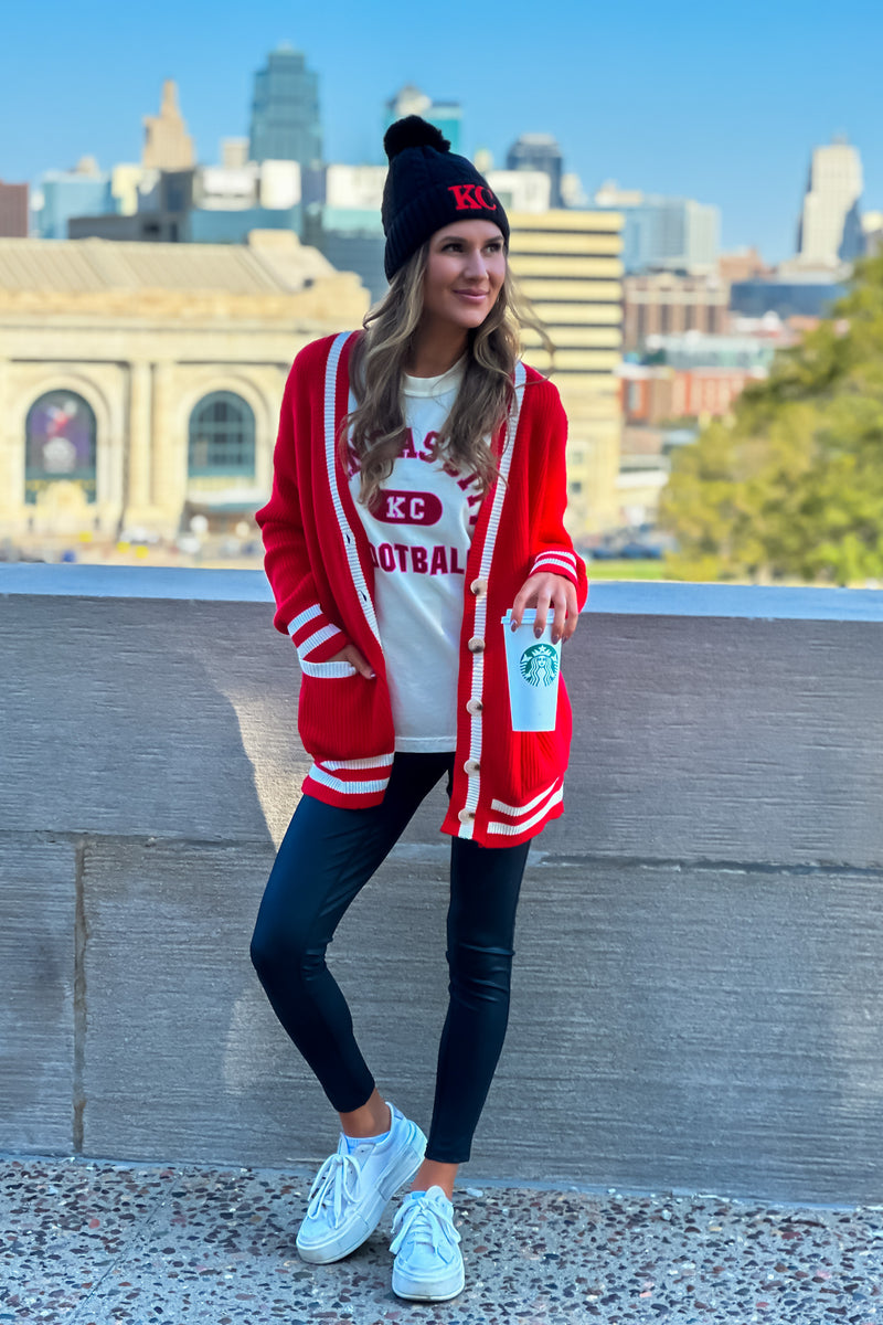 Taylor Varsity Kansas City Cardigan : Red