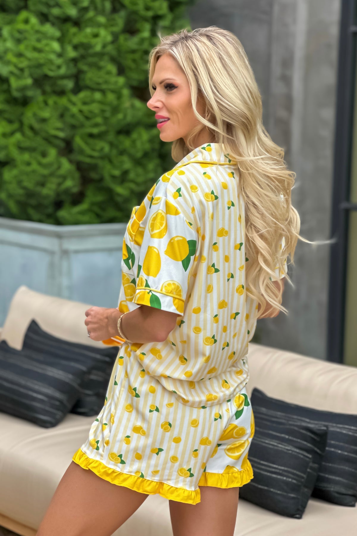 Lemon Drop Ruffle Pajama Set : Lemon
