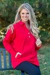 Willa Weekend Getaway Soft Long Pullover : Red