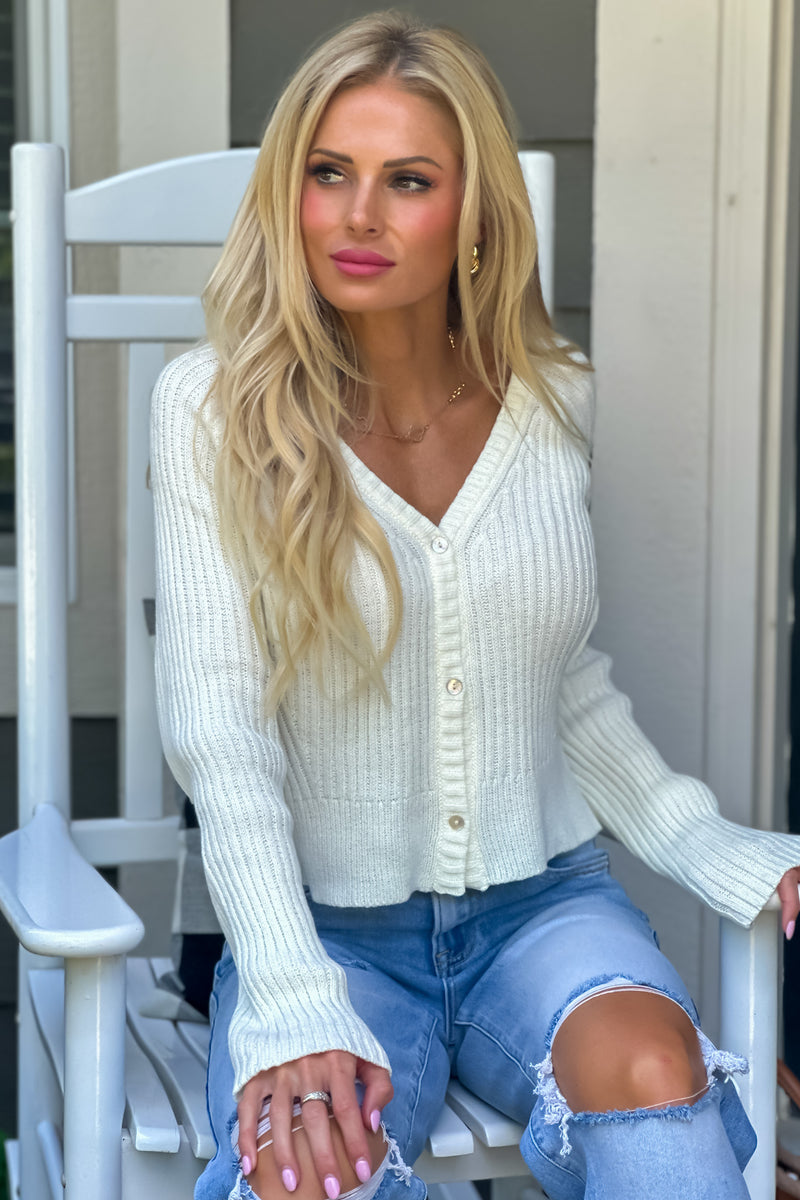 Delaney V neck Sweater : Ivory