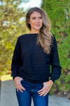 Leanna Textured Fine Gauge Sweater : Black