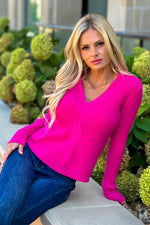 Hollis Front Knotted Sweater : Fuchsia