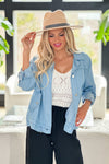 Do You Utility Roll Sleeve Jacket : Chambray