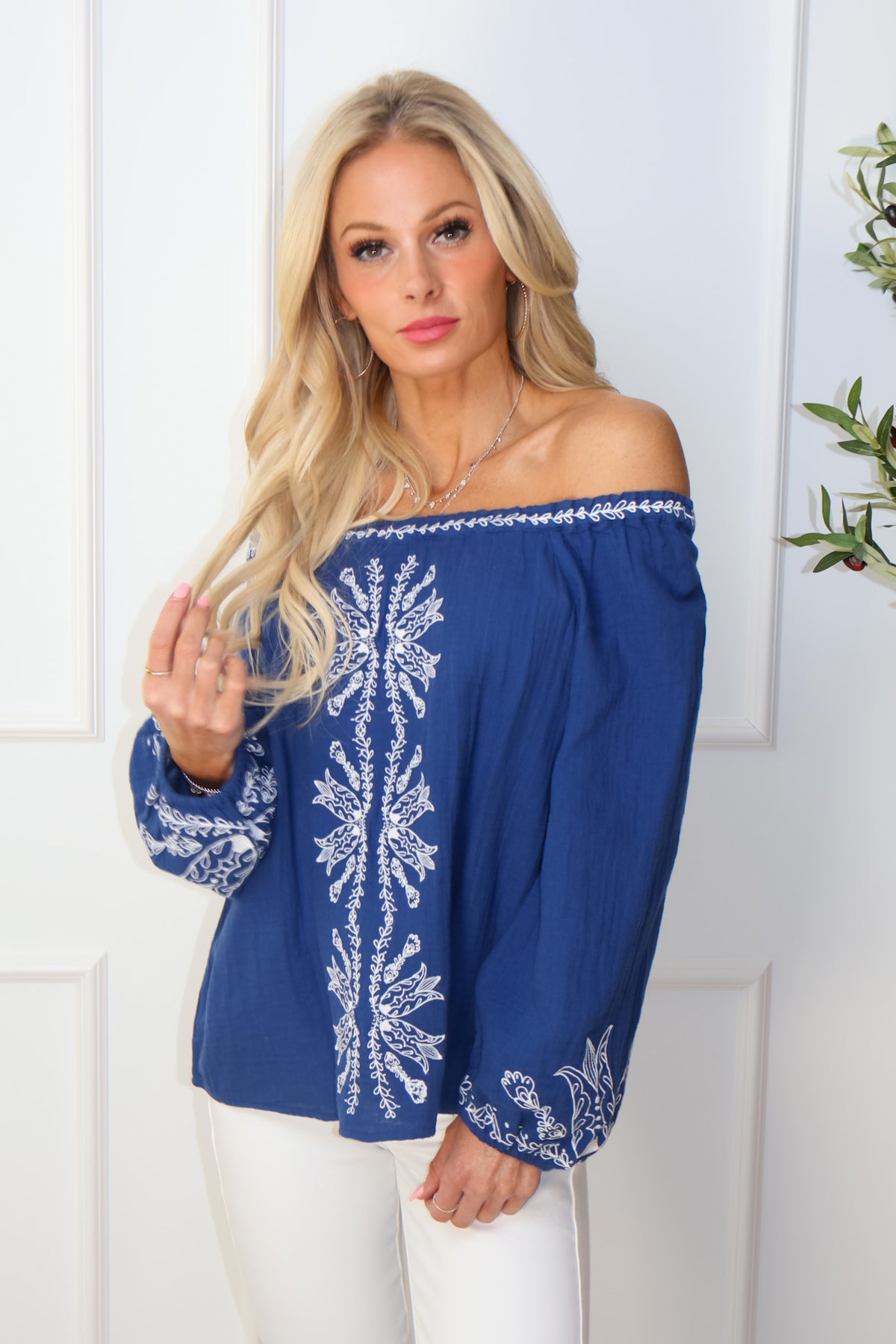Liverpool Nellie 3/4 Sleeve Woven Top : Blue