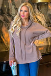 Casandra Ribbed Hoodie : Brown